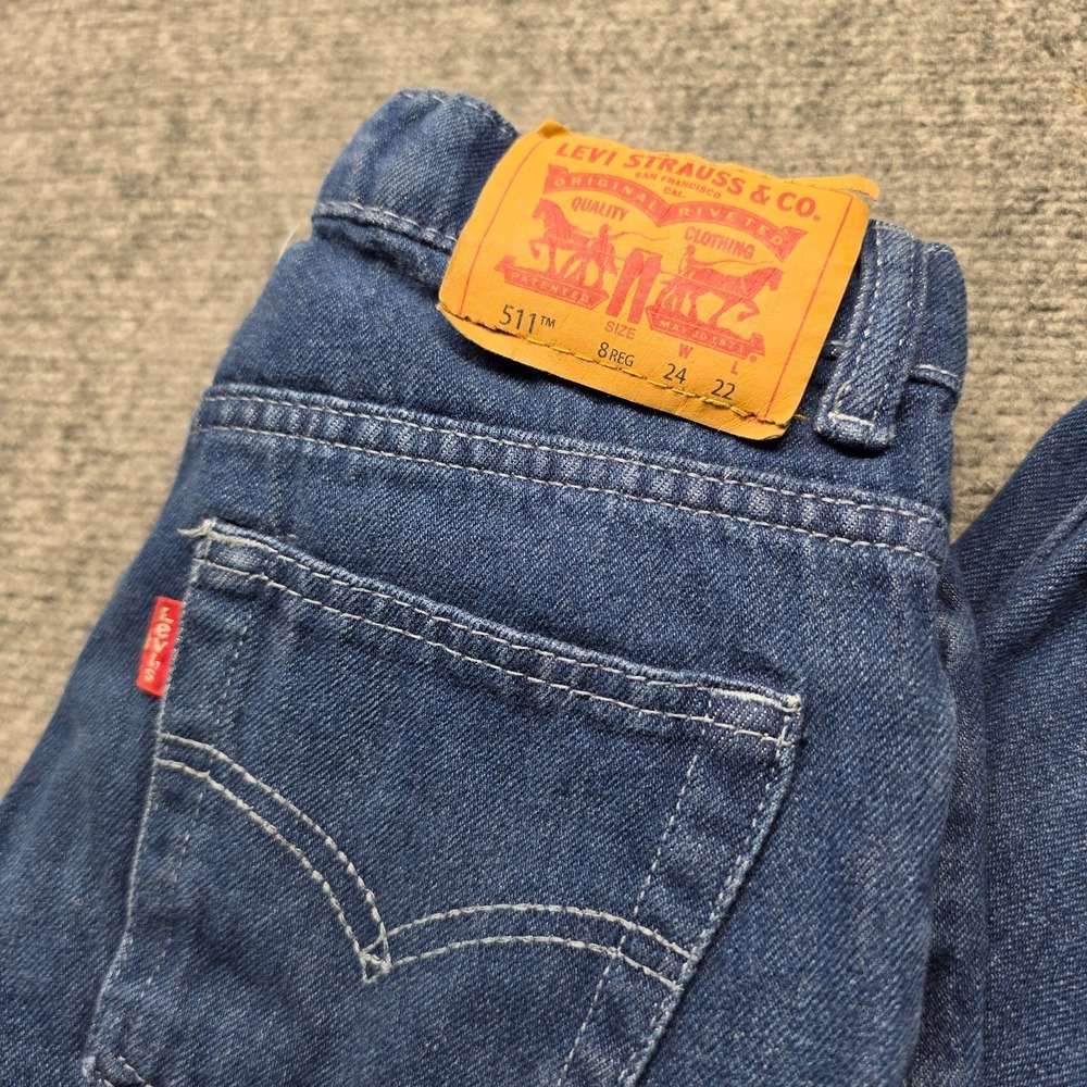 Levi's 511 Slim Fit Jeans Boys Size 8 Regular Blue Denim Adjustable Waist Stretc
